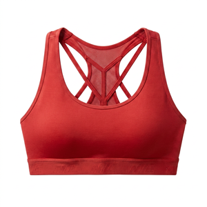 Sujetador deportivo de espalda cruzada para mujer, de alto soporte, sin costuras, de spandex/nailon, transpirable, de secado rápido, con cuello en U, para entrenamiento, yoga, gimnasio, fitness - Product Image 1