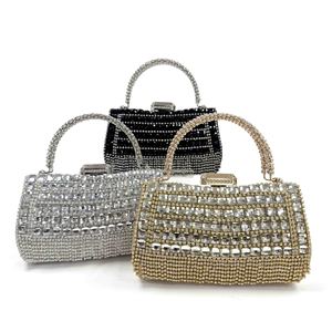 Borse da sera promozionali di lusso da <span class=keywords><strong>donna</strong></span> alla moda con <span class=keywords><strong>pochette</strong></span> quadrate strass nappa borse scintillanti per feste femminili - Product Image 4