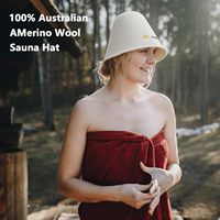 Chapeau de sauna en feutre doux et léger, design nordique, pour femmes et hommes, 100% laine mérinos fine, respirant, protège la tête et les cheveux