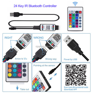 Controlador de tira de luz <span class=keywords><strong>LED</strong></span> RGB USB de 5V con atenuador de 3 teclas inalámbrico IR 24Key RF 17Key <span class=keywords><strong>Bluetooth</strong></span> Remote - Product Image 6