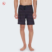 Shorts de bain jacquard marine pour hommes à faible MOQ, avec œillets métalliques et cordon de serrage, séchage rapide, vente en gros