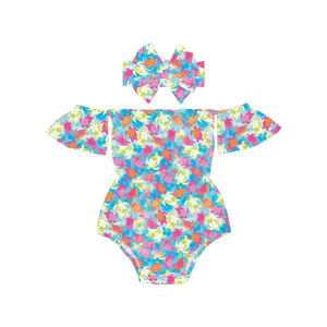 Nouvelle collection 2022 : Barboteuse nouveau-né style boutique tendance, épaules dénudées, avec bandeau nœud papillon - Product Image 5