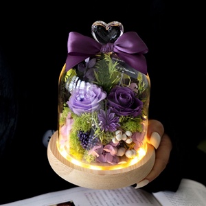 Cœur <span class=keywords><strong>de</strong></span> fleurs <span class=keywords><strong>éternel</strong></span>les préservées sous cloche en verre – Meilleure vente transfrontalière e-commerce – Cadeau souvenir Saint-Valentin et anniversaire - Product Image 2
