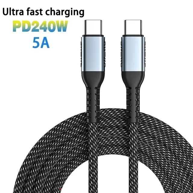 Wholesale High Quality Braided 1m USBC Type C Data Cable PD3.1 240W 48V 5A Fast Charging 480Mbps Data Transfer Cable Type C