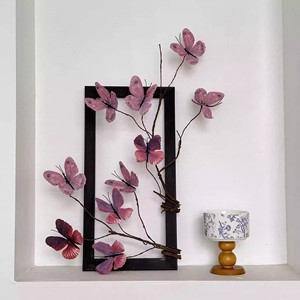 <b>Framed</b> Silk Butterfly Flower Arrangement With Withered Branch Home Decor Living Room Desktop Ornament Artistic Decoration - Product Image 5