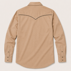 Western Embroidered Horse Print Long Sleeve Casual Shirt unisex Tan Poplin Breathable Button <b>Down</b> Collar Spring Wear - Product Image 4