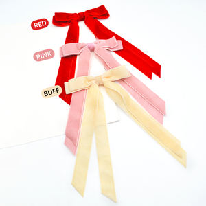 กอร์ดอน ริบบอนส์ ลดราคาพิเศษ โบว์ติดผมกำมะหยี่สำหรับฤดูหนาว พร้อมหางยาว โบว์กำมะหยี่แบบกำหนดเอง กิ๊บติดผมไนลอนสำหรับเด็กผู้หญิง - Product Image 3