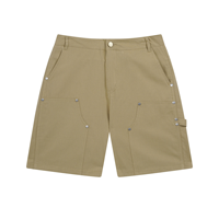 Shorts de travail pour homme en toile de coton, avec poches utilitaires, boucle pour marteau, passant de ceinture, kaki, style cargo, pour l'été