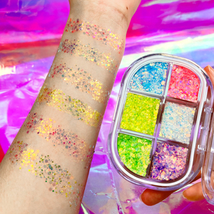 MLM Custom OEM 6Colors Cosmetic Glitter <b>Sequins</b> Mix Holographic Face Body Eye Glitter Powder Festival Makeup Nail <b>Art</b> Decoration - Product Image 6
