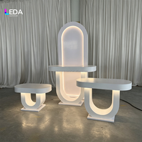 LEDA Fournitures de mariage modernes, ensemble de table à dessert en acrylique PVC blanc, table de toile de fond pour événements et décoration