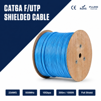 Harga Pabrik Kabel Ethernet Cat6A F/UTP Solid 4 Pasang 23AWG CCA Terperisai 500MHz LAN 305m Outdoor Kamera IP Industri