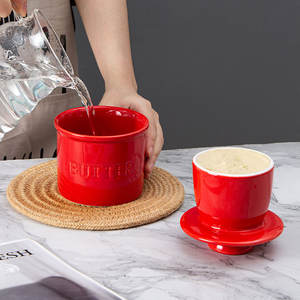 ถ้วยเนยทรงกระบอกทำจากสโตนแวร์ ฝาปิดแบบหนีบ ปิดสนิท ภาชนะเก็บของในครัว ผลิตที่เฉาโจว รุ่น DF1154 - Product Image 2