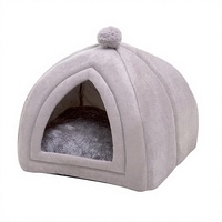 Lit animal semi ferme dome maison chat chaud nid chien lavable lavage machine coton respirant interieur chats et petits chiens
