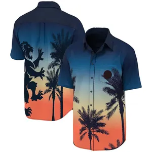 Nueva moda Streetwear Impresión de alta calidad Vacaciones 100 Algodón Estilo Hawaiano Camisas casuales Su propio logotipo