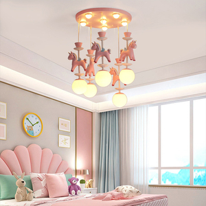 Rose et Bleu Trojan LED Plafonnier 1 Tête 3 Têtes 5 Têtes E14 Trois Couleurs Dimmable Suspension Chambre D'enfant Lustre - Product Image 3