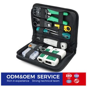 Kit d'outils de sertissage de câbles réseau professionnels avec pince à dénuder, <span class=keywords><strong>testeur</strong></span> et accessoires pour l'installation Ethernet - Product Image 1
