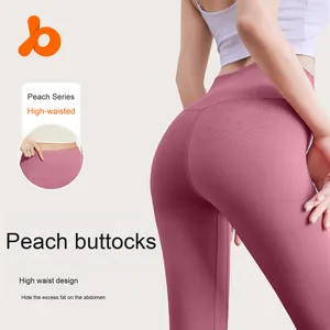 Pantaloni da Yoga sportivi con Lifting a <span class=keywords><strong>vita</strong></span> alta 2025 da donna pantaloni da Yoga <span class=keywords><strong>senza</strong></span> <span class=keywords><strong>cuciture</strong></span> aderenti alla moda color pesca con Logo <span class=keywords><strong>in</strong></span> <span class=keywords><strong>vita</strong></span> - Product Image 2