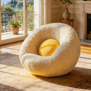 Fauteuil individuel confortable à boules moelleuses, canapé paresseux rond à poils longs, siège de sol créatif pour chambre et balcon - Product Image 3