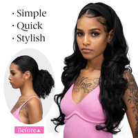 Perruque ajustable noire pour femme, 24 pouces, ondulations lâches, cheveux longs bouclés, densité 180%, résistante à la chaleur, fabriquée à la machine, sans colle