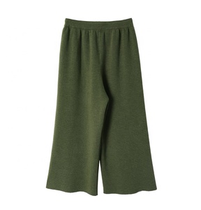Prendas de punto de manga de murciélago con cuello en V simples personalizadas, <span class=keywords><strong>pantalones</strong></span> de pierna ancha holgados informales, Traje de dos piezas de punto, conjuntos de suéter para mujer - Product Image 5