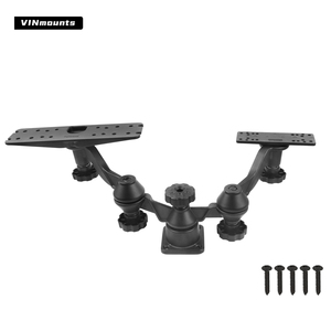 Soporte VINmounts de doble brazo para sonda de pesca, base grande y pequeña, ajustable 360°, doble pantalla, de aluminio y acero inoxidable, para uso marino. - Product Image 1