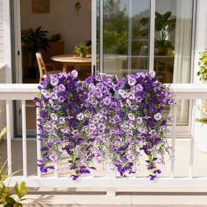 Asaying Artificial Pansy <b>Vine</b> Flowers Purple Outdoor Hanging Decor UV Protection - Product Image 2