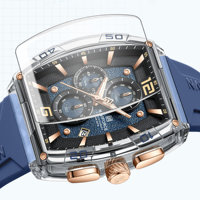 NAVIFORCE 6101 Montre pour homme résistante à l'eau 5 bars, verre transparent, bracelet en silicone, montre à quartz, fabrication propre en Chine