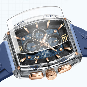 NAVIFORCE 6101 <span class=keywords><strong>Montre</strong></span> pour homme résistante à l'eau <span class=keywords><strong>5</strong></span> bars, verre transparent, bracelet en silicone, <span class=keywords><strong>montre</strong></span> à quartz, fabrication propre en Chine - Product Image 3