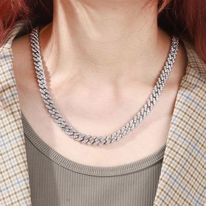 9Mm full rhinestone minimalist <b>Cuban</b> <b>chain</b>, rhombus personalized hip-hop fashion necklace, light luxury jewelry men - Product Image 3