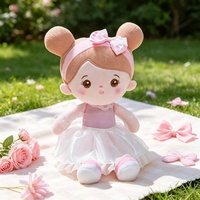 Poupée en peluche personnalisée Fille Ballerine, douce et rembourrée, avec deux chignons et jupe tutu, OEM ODM, logo personnalisé, jouet en peluche pour enfants, vente en gros