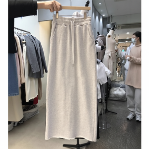 กระโปรงมิดิแฟชั่นใหม่ฤดูใบไม้ผลิ/ฤดูใบไม้ร่วงพร้อมสายรัดเอวแบบทีมแข็งเหมาะกับทุกชุด - Product Image 1