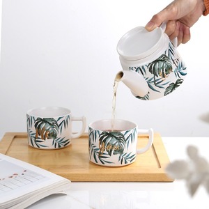 Pot en céramique Mère et Enfant, service à thé européen deux tasses et un pot, théière à fleurs avec filtre, ensemble de thé de l'après-midi empilable - Product Image 1