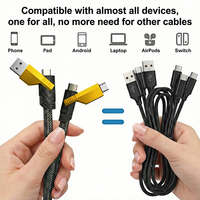 Cable USB 4 en 1, 60W PD USB-C a USB-C, Carga Rápida, Cable Trenzado de Aleación de Zinc, USB-A a USB-C 15W para Laptop, Teléfono, Tablet