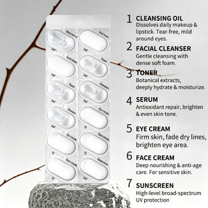 Kit Portátil para el Cuidado de la Piel: Tónico, Loción, Desmaquillante, Aceite, Cápsulas de Suero Desechables, Blister, Personalizado OEM - Product Image 4