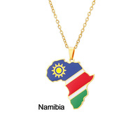 Collier pendentif carte vintage d'Afrique en alliage d'acier inoxydable avec Égypte Tanzanie Érythrée Algérie Ouganda Djibouti Zimbabwe