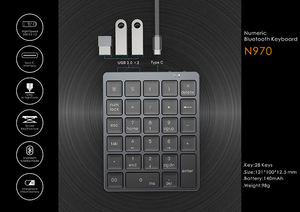 Bluetooth Wireless Numeric Keypad Numpad 28 Keys Portable Hub Financial Accounting Rechargeable Numeric Pad for Laptop Desktop - Product Image 3