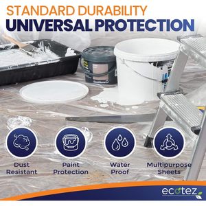 ผ้าคลุมพลาสติกขนาดใหญ่ Ecotez 12x9 ฟุต 6 แผ่น ป้องกันสี ป้องกันเฟอร์นิเจอร์ กันน้ำ กันฝุ่น - Product Image 3