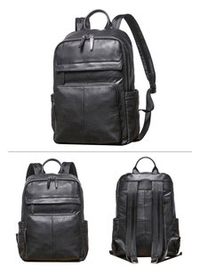 Custom OEM Genuine Top Layer Cowhide <b>Leather</b> Male Multi Function <b>Large</b> Capacity Casual Travel <b>Backpack</b> Bag - Product Image 2