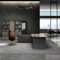 Bureau de direction moderne en bois avec table d'appoint