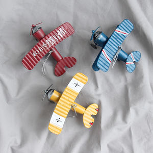 Figurines d'<span class=keywords><strong>avion</strong></span> rétro en fer modèle d'<span class=keywords><strong>avion</strong></span> en métal, planeur Vintage, biavion Miniatures, décoration de la maison - Product Image 1