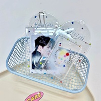 Pochette transparente personnalisée en PVC pour cartes Kpop, support pour fans, mini-porte-cartes pendentif de 3 pouces pour cartes d'idols scolaires