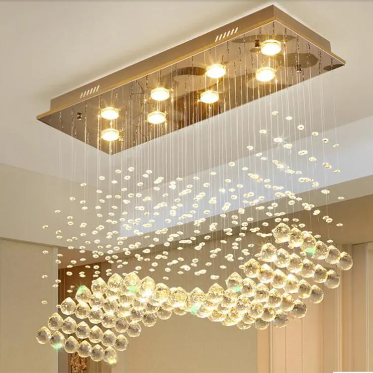 Led moderne Regentropfen Decken leuchte Villa Wohnzimmer runden Kristall Sputnik Kronleuchter