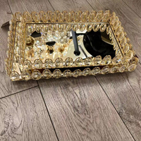 Plateau de rangement de luxe en fer avec miroir pour la décoration de salle de bain et de salon, support à gâteaux et plateau cadeau
