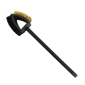 Grill Cleaning <b>Brush</b> With Spatula Head Copper <b>Wire</b> Bristles Black PP Handle Multipurpose BBQ Tool - Product Image 3