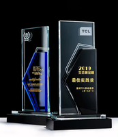 Trophée en cristal gravé avec logo personnalisé, cadeau d'affaires, vente en gros, trophée de récompense en verre personnalisable et designable