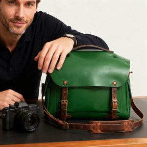 Nhà Sản Xuất OEM/ODM Cổ Điển Màu Xanh Lá Cây Top Grain Da Máy Ảnh Vai Túi Bền Máy Ảnh Satchel Túi Máy Ảnh Tốt Túi Trên Bán - Product Image 3