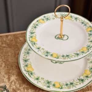 Pastoral Charger Cake Set Plant Pattern On-glazed Bone China Eco-Friendly Modern Luxury <b>Dinnerware</b> Customized Color for Party - Product Image 3