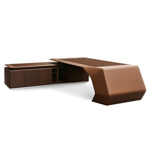 Mesa de gerente de cuero comercial de gama alta Boss Luxury Ceo Mesa ejecutiva en forma de L Muebles de oficina Escritorio Moderno - Product Image 5