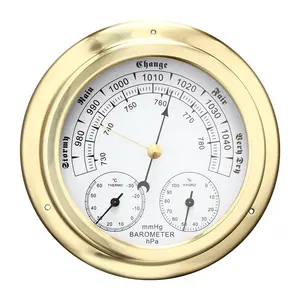 专业气象站oem金属黄铜框架气压计湿度计厨房温度计
