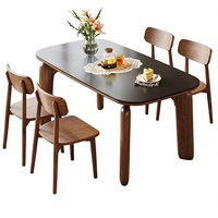 Table et chaises de salle à manger rectangulaires en bois massif de style nordique, luxueuses et modernes, écologiques et durables, adaptées aux salles à manger